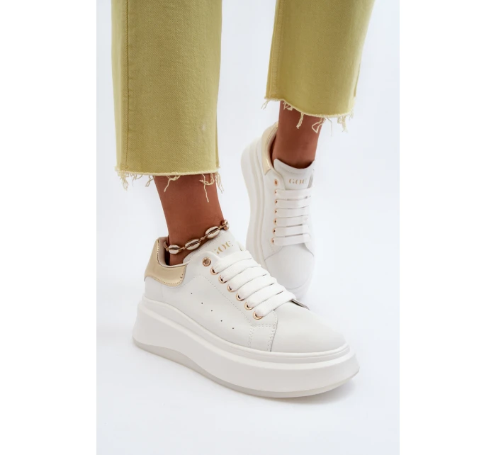 Dámské kožené tenisky model 21650209 Bílé - Goe Dámské kožené tenisky model 21650209 Bílé - Goe
