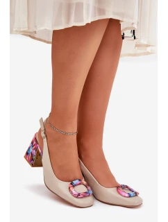 Kožené Dámské Sandály Na Podpatku D&A model 21686975 Béžové - S.Barski