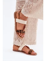 Ploché Dámské Sandály S Leopardí Hnědé model 21702265 - Boto Ploché Dámské Sandály S Leopardí Hnědé model 21702265 - Boto