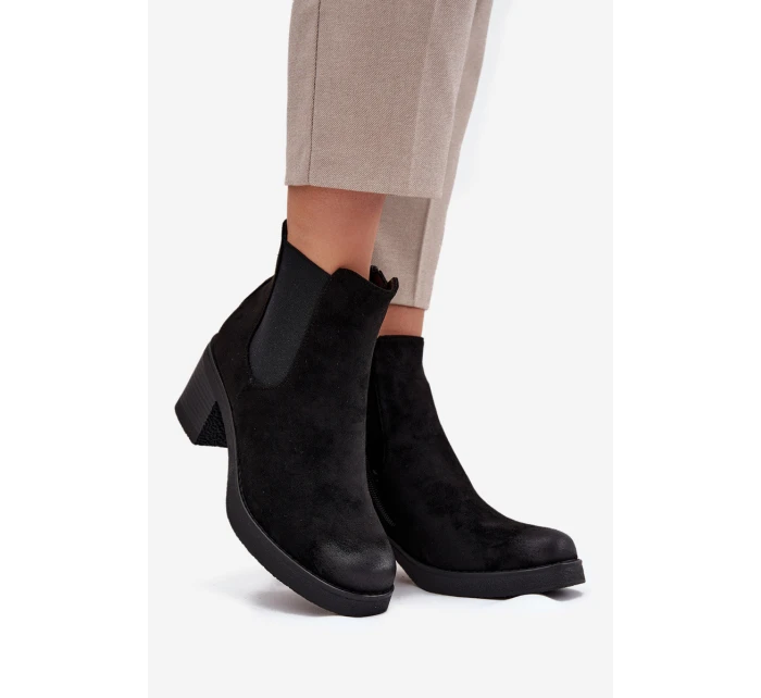Botki Sztyblety Damskie Na Obcasie Ocieplane Czarne Zelia Botki Sztyblety Damskie Na Obcasie Ocieplane Czarne Zelia
