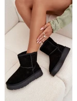 Dámske snežnice Privine na platforme z prírodného semišu - čierne