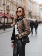 Dámská semišová bunda s ovčí kůží coffee Dstreet model 21993894 - FashionStreet Dámská semišová bunda s ovčí kůží coffee Dstreet model 21993894 - FashionStreet