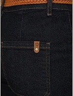 Dámske džínsy s vysokým pásom a širokými nohavicami tmavomodré FashionStreet UY2967