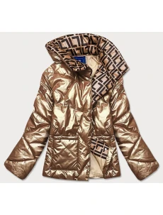 Zlatá dámska bunda s leskom (OMDL-023)