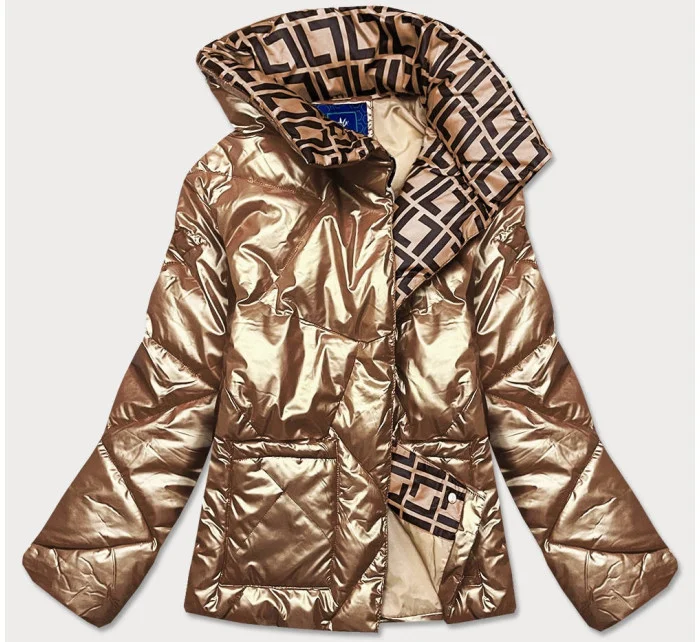 Zlatá dámska bunda s leskom (OMDL-023)