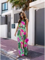 Dámske dlhé zelené šaty s elastickým pásom (8183) Dámske dlhé zelené šaty s elastickým pásom (8183)