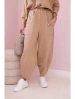 Bavlněná mikina kalhoty set Lehký velbloud Bavlněná mikina kalhoty set Lehký velbloud
