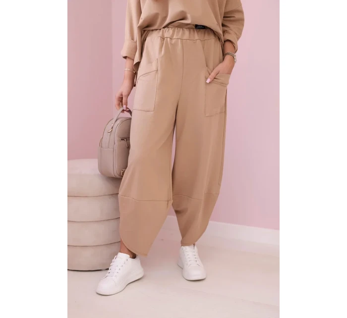 Bavlněná mikina kalhoty set Lehký velbloud Bavlněná mikina kalhoty set Lehký velbloud