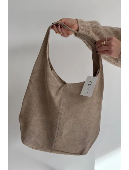 Semišová kožená kabelka - béžová Rilith Semišová kožená kabelka - béžová Rilith