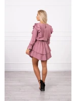Dámske šaty s vertikálnymi volánmi 16095 tmavo ružové - Kesi