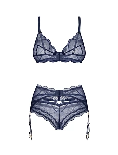 Dámsky sexy set Nightly Blue 3-PCS SET dark blue - Obsessive