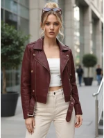 damska skórzana z bordowa model 22035976 - FashionStreet