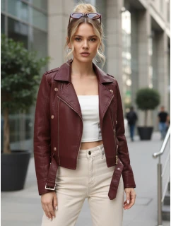 damska skórzana z bordowa model 22035976 - FashionStreet