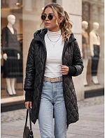 Dlhá dámska prešívaná čierna prechodná bunda FashionStreet TY5865 Dlhá dámska prešívaná čierna prechodná bunda FashionStreet TY5865