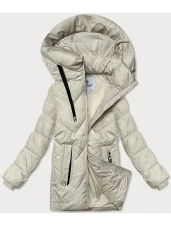 Dámska prešívaná bunda v ecru farbe s kapucňou Glakate (LU-24029#)