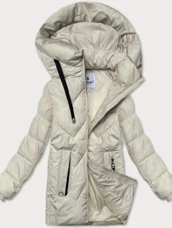 Dámska prešívaná bunda v ecru farbe s kapucňou Glakate (LU-24029#)