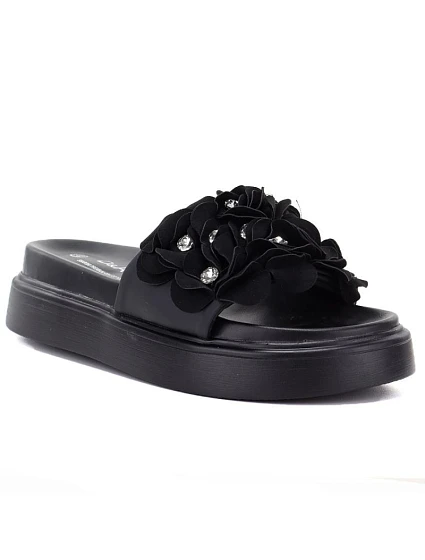 Dámské žabky s květinovou platformou černé by S.Barski model 22117605 - D&A
