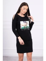 Šaty s potlačou lásky čiernej