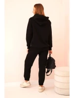 Dámska bavlnená súprava s potlačou čierna