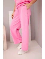 Dámský máslový komplet mikina s kapucí a volné kalhoty se šňůrkou světle růžová