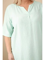 Dámske Plus veľkosť viskóza krátky rukáv V-neck šaty tmavé Mint