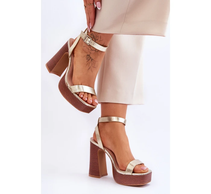Kožené Sandály Na model 21620461 Platformě zlato Marina - Boto