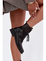 Skórzane Botki Damskie Na Płaskim Obcasie Ze Złotym Detalem Zazoo 3084 Czarne Skórzane Botki Damskie Na Płaskim Obcasie Ze Złotym Detalem Zazoo 3084 Czarne