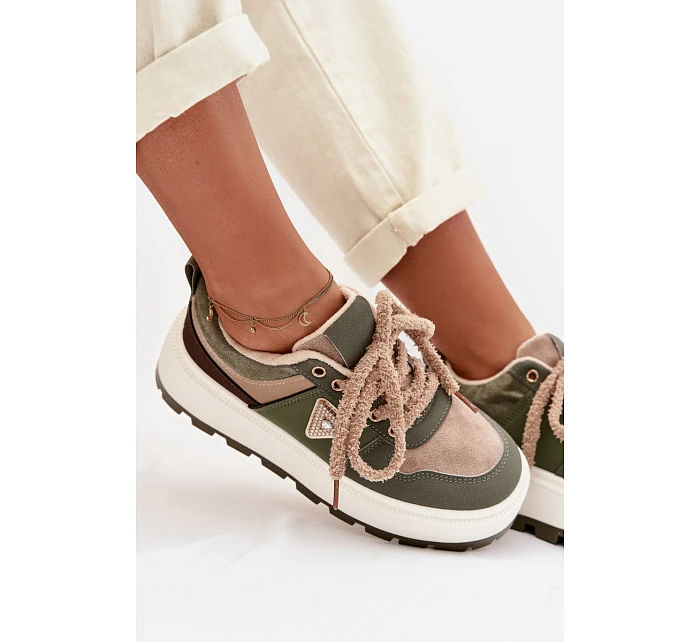 Zateplené dámské tenisky na platformě Zelená Florinda