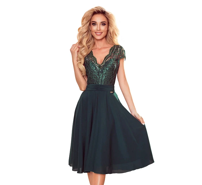 Dámské šifonové šaty LINDA 381-2 zelené - Numoco