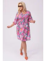 Ružové a zelené dámske letné kvetinové šaty (8276) Ružové a zelené dámske letné kvetinové šaty (8276)