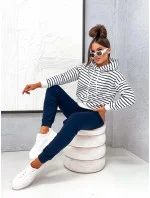 Tmavě modrý dámský bavlněný teplákový komplet s mikinou model 21777414 - Moon Tmavě modrý dámský bavlněný teplákový komplet s mikinou model 21777414 - Moon