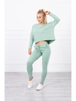 Souprava s oversize halenkou tmavě mátové barvy