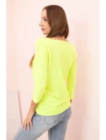 Dámska blúzka s lodičkovým výstrihom žltá neónová