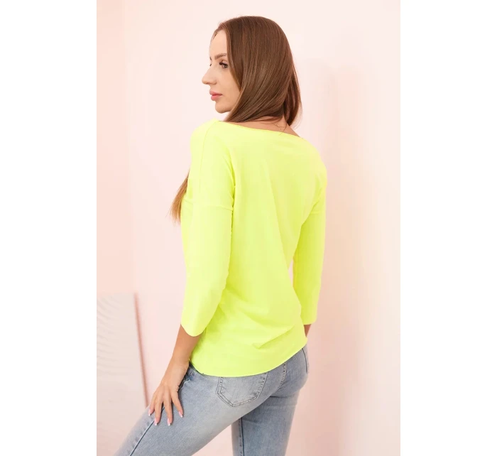 Dámska blúzka s lodičkovým výstrihom žltá neónová