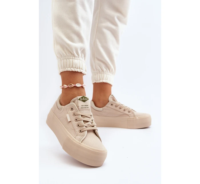 Trampki Damskie Na Platformie Lee Cooper LCW-24-31-2181 Beżowe Trampki Damskie Na Platformie Lee Cooper LCW-24-31-2181 Beżowe
