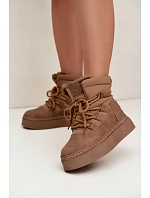Dámské sněhule na platformě na šněrování Big Star model 22539816 Camel - Big Star Shoes Dámské sněhule na platformě na šněrování Big Star model 22539816 Camel - Big Star Shoes