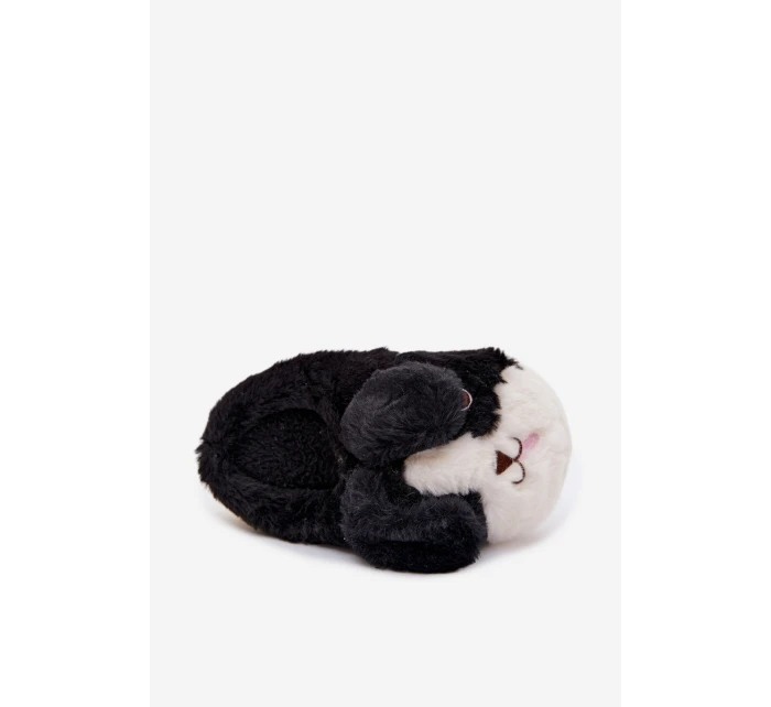 Detské chlpaté papuče - čierne so psíkmi Farnise Detské chlpaté papuče - čierne so psíkmi Farnise