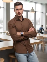 Koszula męska SLIM FIT  brązowa model 22013991 - FashionStreet
