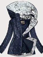 Tmavo modrá dámska bunda s ozdobnými vsadkami (MM50)