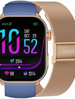 Dámske inteligentné hodinky GRAVITY GT28-8 remienok + náramok ružové zlato námornícka modrá
