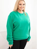 Dámske Plus veľkosť bavlnené základné kolo krku mikina svetlo zelená