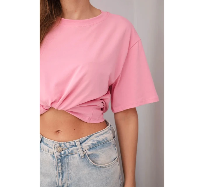 Dámska bavlnená základná blúzka s krátkymi rukávmi svetlo ružová Dámska bavlnená základná blúzka s krátkymi rukávmi svetlo ružová