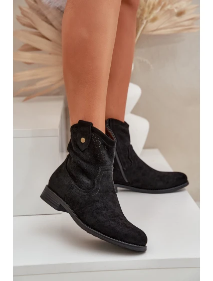 Boty Na Plochém Podpatku  Černé model 21685082 - S.Barski