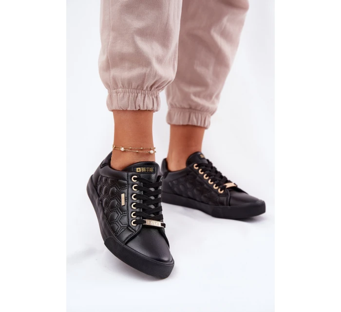Trampki Damskie Z Eko Skóry Big Star RR274323 Czarne Trampki Damskie Z Eko Skóry Big Star RR274323 Czarne