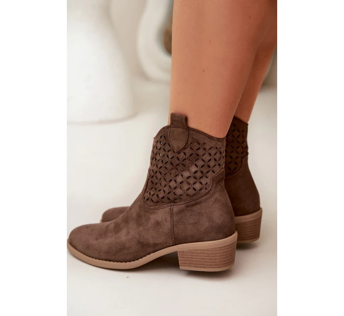 Dámské perforované kotníkové boty na podpatku Briavine