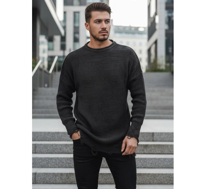 Pánsky tmavosivý sveter FashionStreet WX1964 Pánsky tmavosivý sveter FashionStreet WX1964