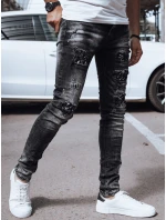 Pánske čierne džínsové nohavice FashionStreet UX4328