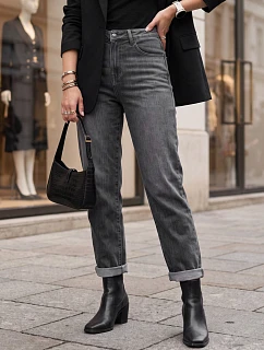 Dámske džínsy Mom Fit s vysokým pásom, sivé, FashionStreet UY3114