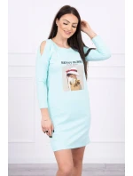 Šaty s potiskem model 18744172 v mátové barvě - K-Fashion