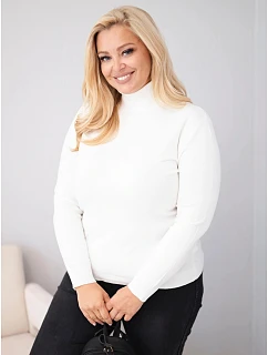 Dámský viskózový svetr Plus Size s rolákem v klasickém střihu ecru zelená